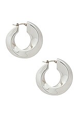 Bottega Veneta Circle Earring in Silver, view 3, click to view large image.