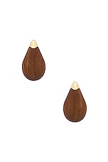 Bottega Veneta Tear Drop Earring in Walnut Wood, view 1, click to view large image.