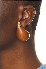 Bottega Veneta Tear Drop Earring in Walnut Wood, view 2, click to view large image.