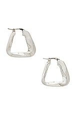 Bottega Veneta Twisted Hoop Earrings in Silver, view 3, click to view large image.