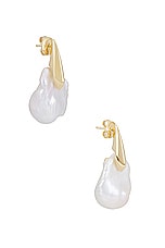 Bottega Veneta Pearl Drop Earrings in White, view 1, click to view large image.
