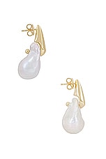 Bottega Veneta Pearl Drop Earrings in White, view 2, click to view large image.