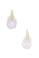 Bottega Veneta Pearl Drop Earrings in White, view 3, click to view large image.