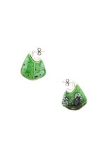 Bottega Veneta Ceramic Drop Earrings in Apple Green & White, view 3, click to view large image.
