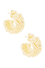 Bottega Veneta Hoop Earrings in Yellow Gold, view 1, click to view large image.