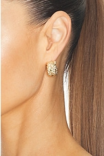 Bottega Veneta Hoop Earrings in Yellow Gold, view 2, click to view large image.