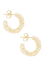 Bottega Veneta Hoop Earrings in Yellow Gold, view 3, click to view large image.