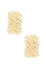 Bottega Veneta Hoop Earrings in Yellow Gold, view 4, click to view large image.