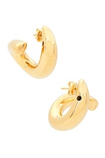 Bottega Veneta Loop Earrings in Yellow Gold, view 3, click to view large image.