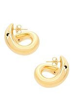 Bottega Veneta Loop Earrings in Yellow Gold, view 4, click to view large image.