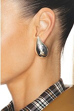 Bottega Veneta Drop Clip Earrings in Silver, view 2, click to view large image.