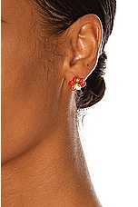 Bottega Veneta Flower Earrings in Chili & White, view 2, click to view large image.