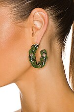 Bottega Veneta Sterling Silver &amp; Glass Earrings in Parakeet, view 2, click to view large image.