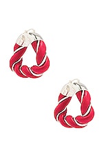 Bottega Veneta Twist Earrings in Scarlet Washed, view 1, click to view large image.