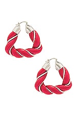 Bottega Veneta Twist Earrings in Scarlet Washed, view 3, click to view large image.