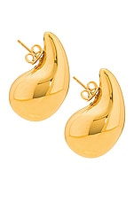 Bottega Veneta Small Drop Earrings in Yellow Gold, view 2, click to view large image.