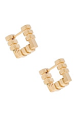 Bottega Veneta Square Earrings in Yellow Gold, view 1, click to view large image.