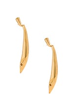 Bottega Veneta Long Earrings in Yellow Gold, view 3, click to view large image.