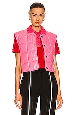 Bottega Veneta Shiny Leather Padded Vest in Bubblegum, view 2, click to view large image.