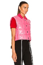 Bottega Veneta Shiny Leather Padded Vest in Bubblegum, view 3, click to view large image.
