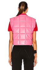 Bottega Veneta Shiny Leather Padded Vest in Bubblegum, view 4, click to view large image.
