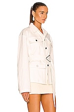 Bottega Veneta Light Stretch Linen Belted Jacket in Chalk, view 2, click to view large image.