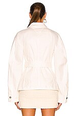 Bottega Veneta Light Stretch Linen Belted Jacket in Chalk, view 3, click to view large image.