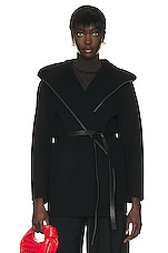 Bottega Veneta Double Wrap Wool Coat in Black, view 1, click to view large image.