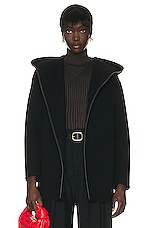 Bottega Veneta Double Wrap Wool Coat in Black, view 2, click to view large image.