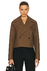 Bottega Veneta Structured Wool Cropped Jacket in Gingersnap Melange, view 1, click to view large image.