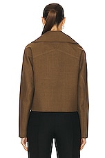 Bottega Veneta Structured Wool Cropped Jacket in Gingersnap Melange, view 3, click to view large image.