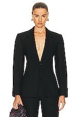 Bottega Veneta Structured Double Melange Jacket in Black, view 1, click to view large image.