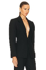 Bottega Veneta Structured Double Melange Jacket in Black, view 2, click to view large image.
