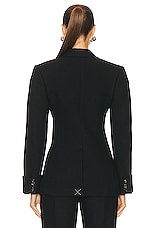 Bottega Veneta Structured Double Melange Jacket in Black, view 3, click to view large image.
