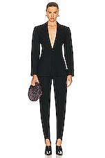 Bottega Veneta Structured Double Melange Jacket in Black, view 4, click to view large image.