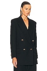 Bottega Veneta Sartorial Wool Twill Jacket in Black, view 2, click to view large image.