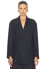 Bottega Veneta Double Breasted Blazer in Black & Blue Melange, view 2, click to view large image.