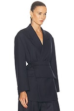 Bottega Veneta Double Breasted Blazer in Black & Blue Melange, view 3, click to view large image.