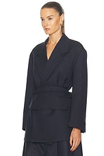 Bottega Veneta Double Breasted Blazer in Black & Blue Melange, view 4, click to view large image.