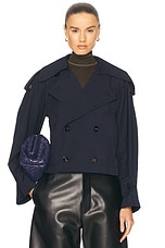 Bottega Veneta Cropped Trench Coat in Midnight Blue | FWRD Bottega Veneta Cropped Trench Coat in Midnight Blue | FWRD