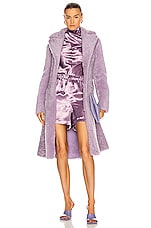 Bottega Veneta Teddy Shearling Coat in Lavender, view 1, click to view large image.