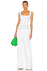 Bottega Veneta Elastic Cotton Twill Trouser in White, view 5, click to view large image.