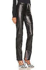 Bottega Veneta Stretch Shiny Leather Pants in Black, view 2, click to view large image.