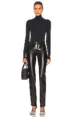 Bottega Veneta Stretch Shiny Leather Pants in Black, view 4, click to view large image.