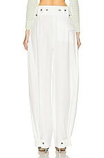 Bottega Veneta Pleated Wide Leg Trouser in Chalk, view 3, click to view large image.