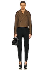 Bottega Veneta Structured Double Melange Trousers in Black, view 4, click to view large image.