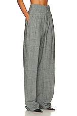 Bottega Veneta 3D Criss Cross Viscose Silk Trousers in Camping & Grey, view 2, click to view large image.