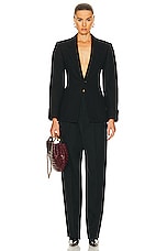 Bottega Veneta Sartorial Wool Twill Trousers in Black, view 4, click to view large image.