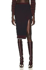 Bottega Veneta Rib Knit Midi Skirt in Midnight Blue & Merlot, view 1, click to view large image.