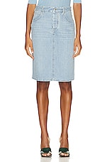 Bottega Veneta Denim Midi Skirt in Light Bleach, view 1, click to view large image.